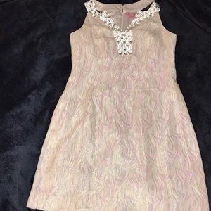 Lily Pulitzer White Metallic Beaded Dress, Size 4